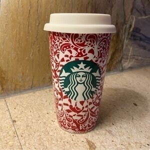 Christmas Starbucks candy cane holiday 12oz ceramic tumbler